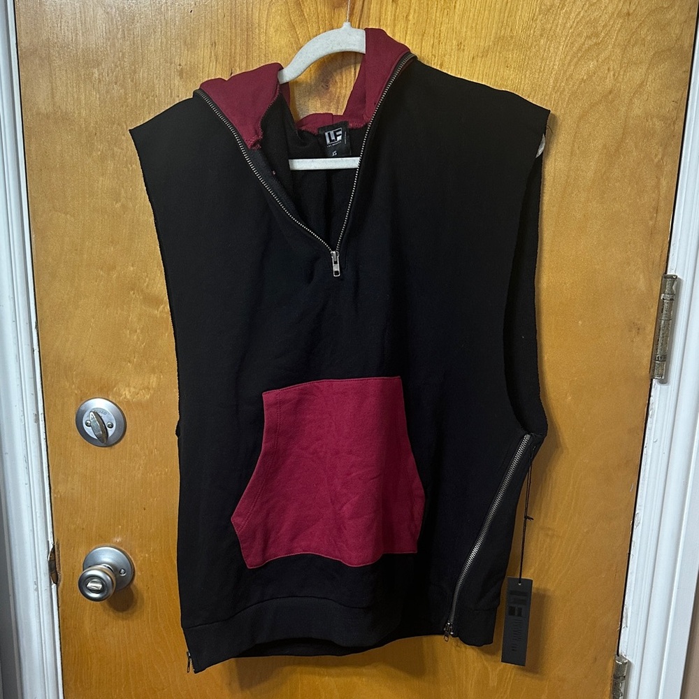 LF Black and Red Sleeveless Hoodie